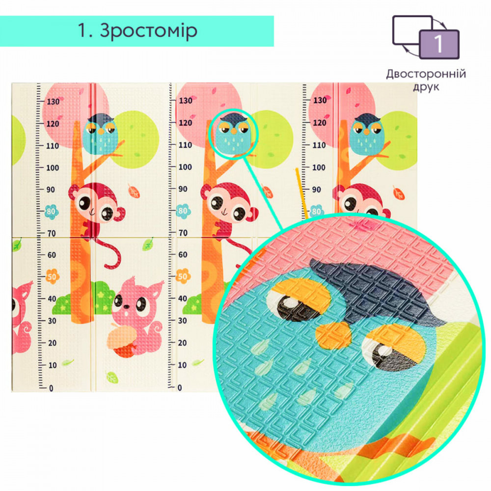Дитячий складаний розвиваючий термокилимок 150х200х1см "Поляна | Зростомір" (278) SW-00000848