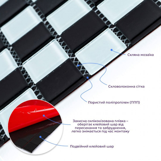 Мозаїка з декоративного скла шахматка 298х298х4,5мм SW-00002366 Мозаїка з декоративного скла шахматка 298х298х4,5мм SW-00002366