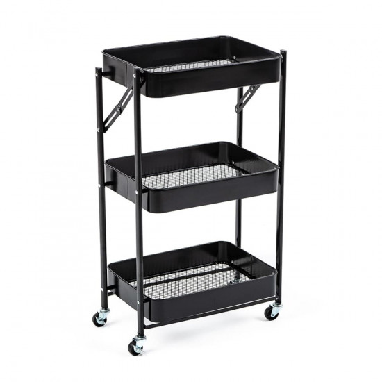 Етажерка мобільна триярусна універсальна з металу чорна 46,5*29*77,5см SW-00002099 Етажерка мобільна триярусна універсальна з металу чорна 46,5*29*77,5см SW-00002099