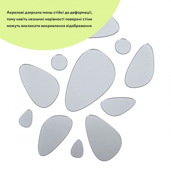 Дзеркальний декор акриловий самоклеючий Камінці срібло, 12шт (D) SW-00002496 Дзеркальний декор акриловий самоклеючий Камінці срібло, 12шт (D) SW-00002496
