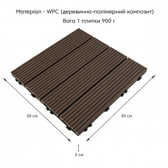 Композитная плитка WPC венге 30*30CM*2СM (D) SW-00001709