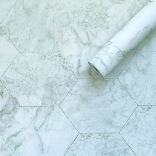 Самоклеюча плівка нефритовий мармур срібні соти 0,45х10м SW-00001215 Самоклеюча плівка нефритовий мармур срібні соти 0,45х10м SW-00001215