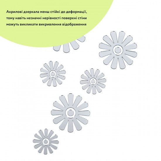 Дзеркальний декор акриловий самоклеючий Квіти срібло, 6шт (D) SW-00002519 Дзеркальний декор акриловий самоклеючий Квіти срібло, 6шт (D) SW-00002519
