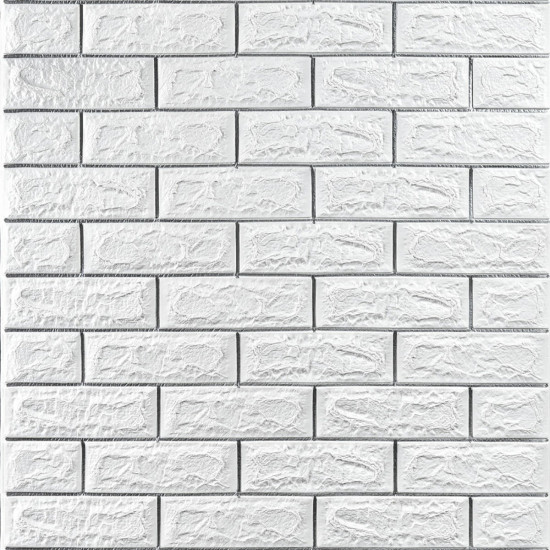Самоклеющаяся 3D панель кирпич белый полоска серебро 700х770х7мм (100-7) SW-00000754 Самоклеющаяся 3D панель кирпич белый полоска серебро 700х770х7мм (100-7) SW-00000754