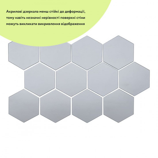 Дзеркальний декор акриловий самоклеючий 150*175мм срібло,12шт (D) SW-00002514