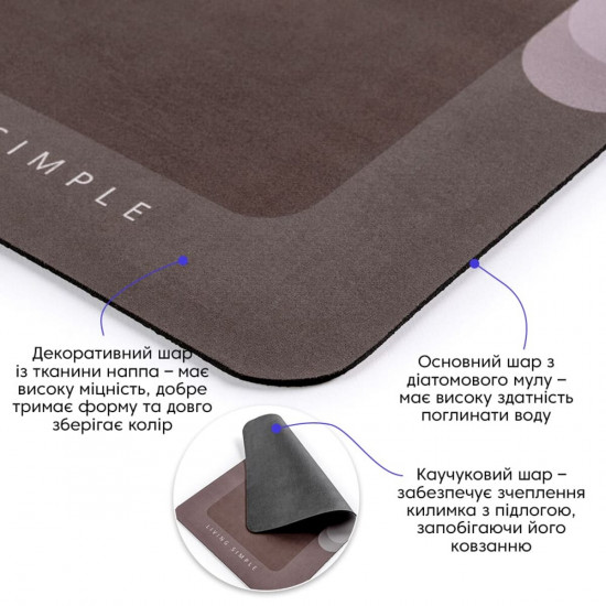 Вологопоглинаючий килимок "Living Simple" 38*58CM*3MM (D) SW-00001572 Вологопоглинаючий килимок "Living Simple" 38*58CM*3MM (D) SW-00001572
