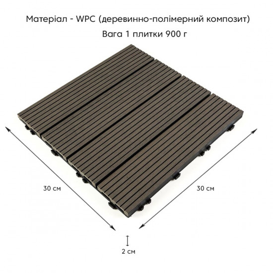 Композитная плитка WPC уголь 30*30CM*2СM (D) SW-00001713 Композитная плитка WPC уголь 30*30CM*2СM (D) SW-00001713