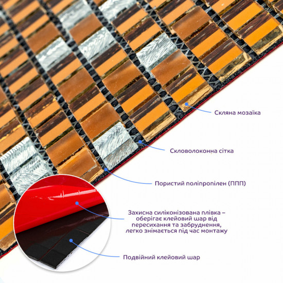 Мозаика зеркальная медная 298х298х4,5мм SW-00002370 Мозаика зеркальная медная 298х298х4,5мм SW-00002370