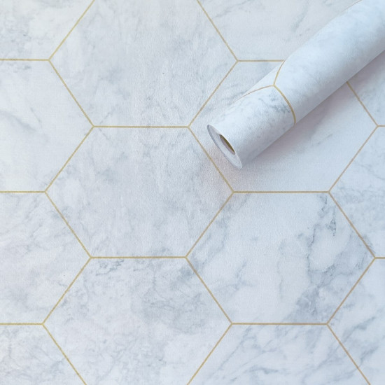 Самоклеюча плівка малахітовий мармур золоті соти 0,45х10м SW-00001214 Самоклеюча плівка малахітовий мармур золоті соти 0,45х10м SW-00001214