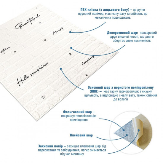 Панель стінова 3D 700х700х4мм напис із сріблом (D) SW-00001980 Панель стінова 3D 700х700х4мм напис із сріблом (D) SW-00001980
