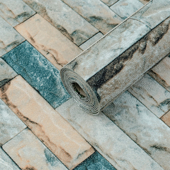 Обои самоклеющиеся бирюзовый екатеринославский кирпич 2800*500*2мм (D) SW-00001943 Обои самоклеющиеся бирюзовый екатеринославский кирпич 2800*500*2мм (D) SW-00001943