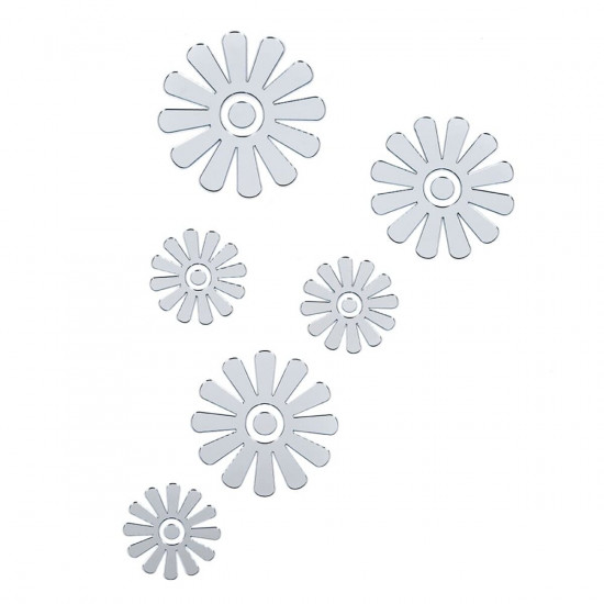 Дзеркальний декор акриловий самоклеючий Квіти срібло, 6шт (D) SW-00002519 Дзеркальний декор акриловий самоклеючий Квіти срібло, 6шт (D) SW-00002519