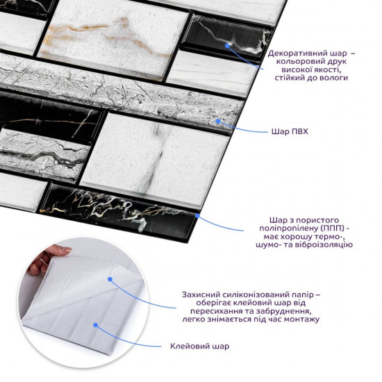 Декоративная ПВХ плитка на самоклейке квадрат 300х300х5мм, цена за 1 шт. (СПП-602) SW-00000669