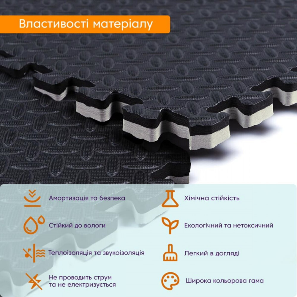 Підлогове двостороннє покриття GREY та BLACK 100*100cm*2cm (D) SW-00001844