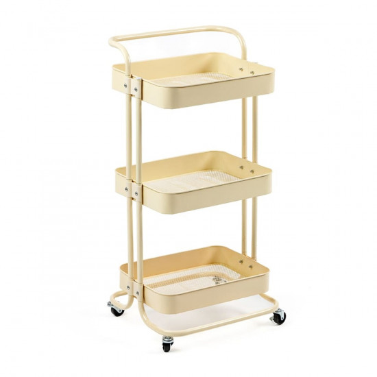 Етажерка мобільна триярусна універсальна з металу кремова 45*37*82см SW-00002105 Етажерка мобільна триярусна універсальна з металу кремова 45*37*82см SW-00002105