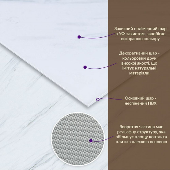 Декоративная ПВХ плита греческий белый мрамор 600*600*3mm (S) SW-00001623