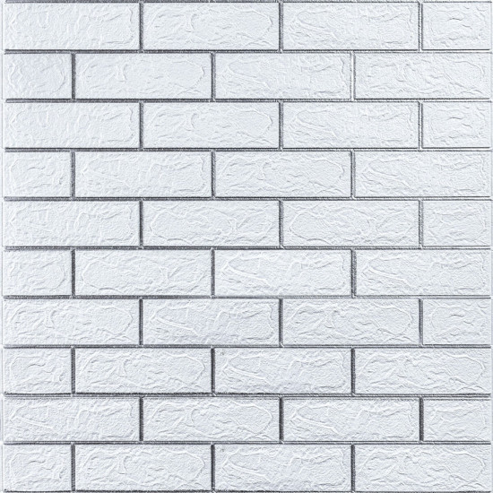 Самоклеющаяся 3D панель кирпич белый полоска серебро 700х770х3мм (100-3) SW-00000752 Самоклеющаяся 3D панель кирпич белый полоска серебро 700х770х3мм (100-3) SW-00000752