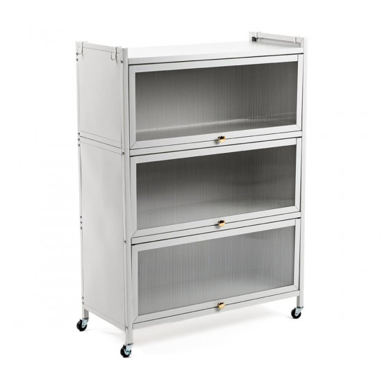 Шафа мобільна для зберігання розкладна триярусна з сталі світло-сіра 70*36*112,8см SW-00002116 Шафа мобільна для зберігання розкладна триярусна з сталі світло-сіра 70*36*112,8см SW-00002116