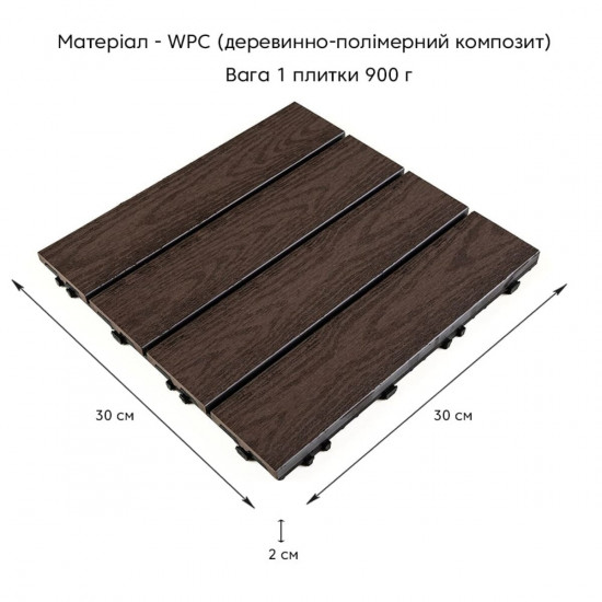 Композитная плитка WPC орех 30*30CM*2СM (D) SW-00001714 Композитная плитка WPC орех 30*30CM*2СM (D) SW-00001714